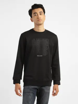Men's Solid Black Crew Neck Sweatshirt Turtle like Organic Cotton
