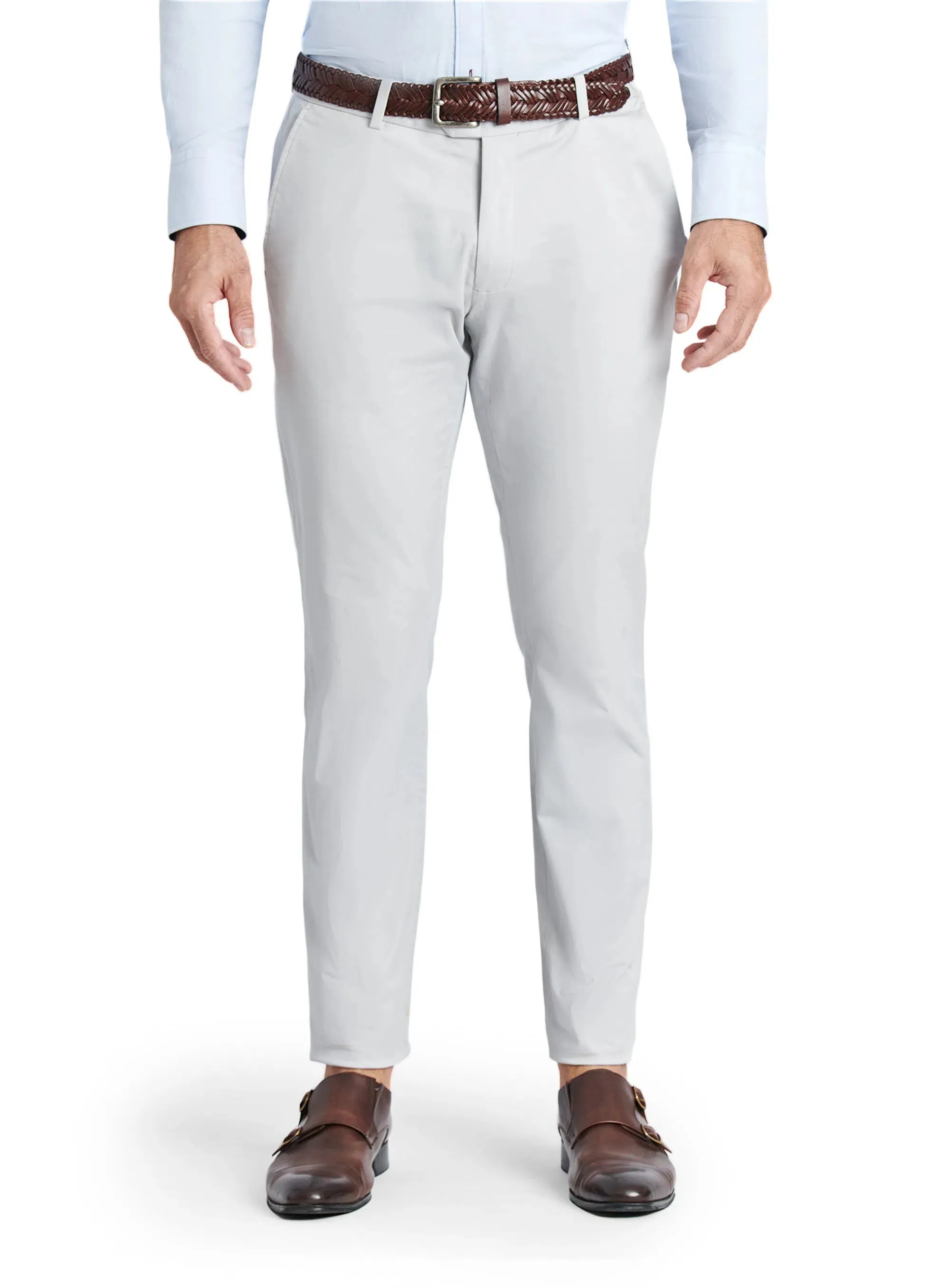 Brera Cotton Ash Grey Chino Pants Comfort Flex MoistureWickingFabric