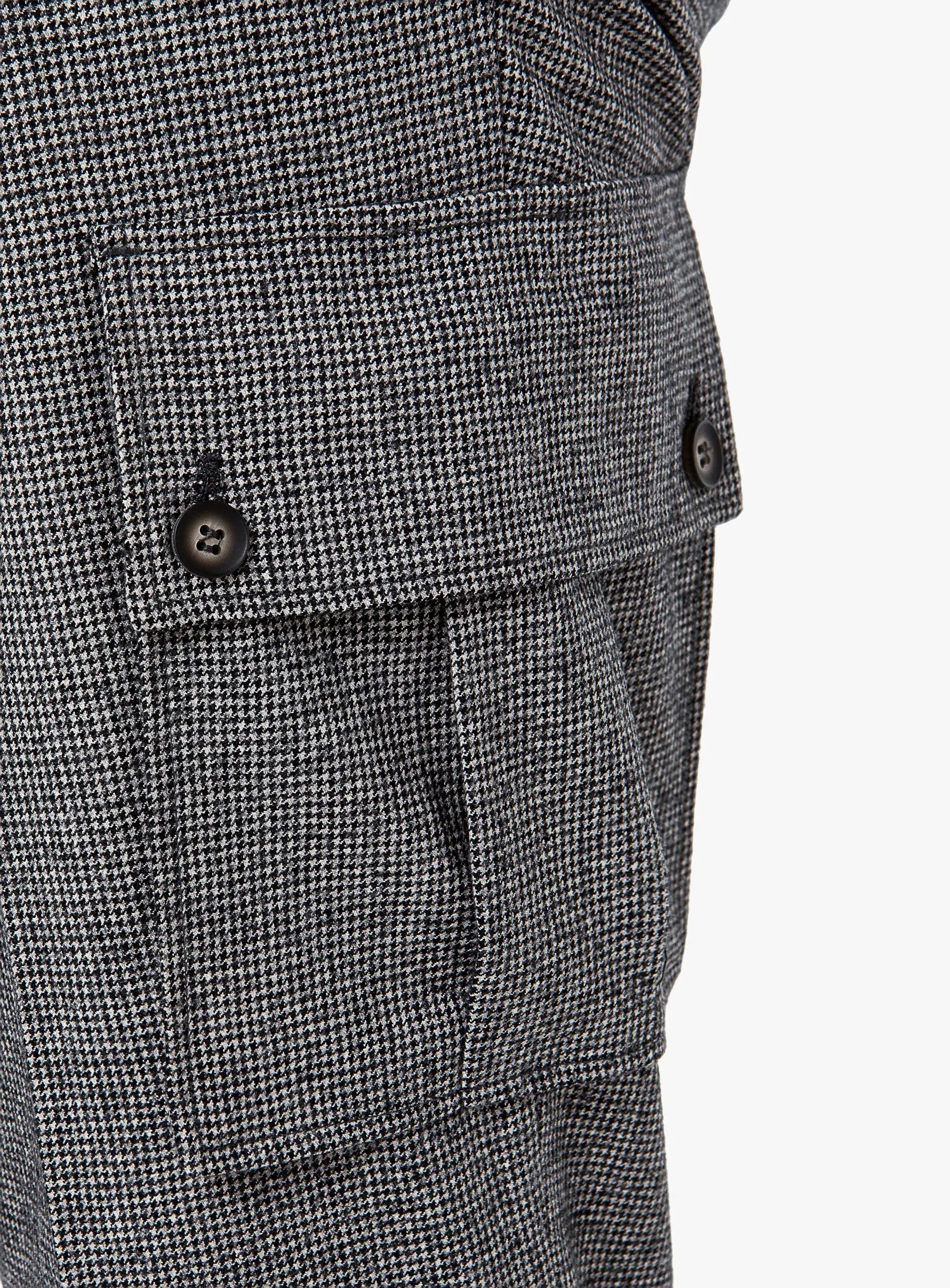 Isla Houndstooth Cargo Grey Trousers Ultra Soft Blend