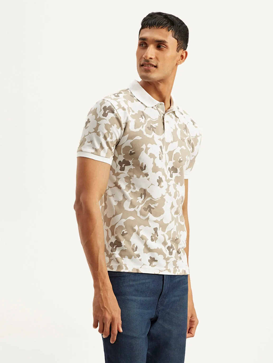 Men's Abstract Slim Fit Polo T-shirt Colorfast Construction