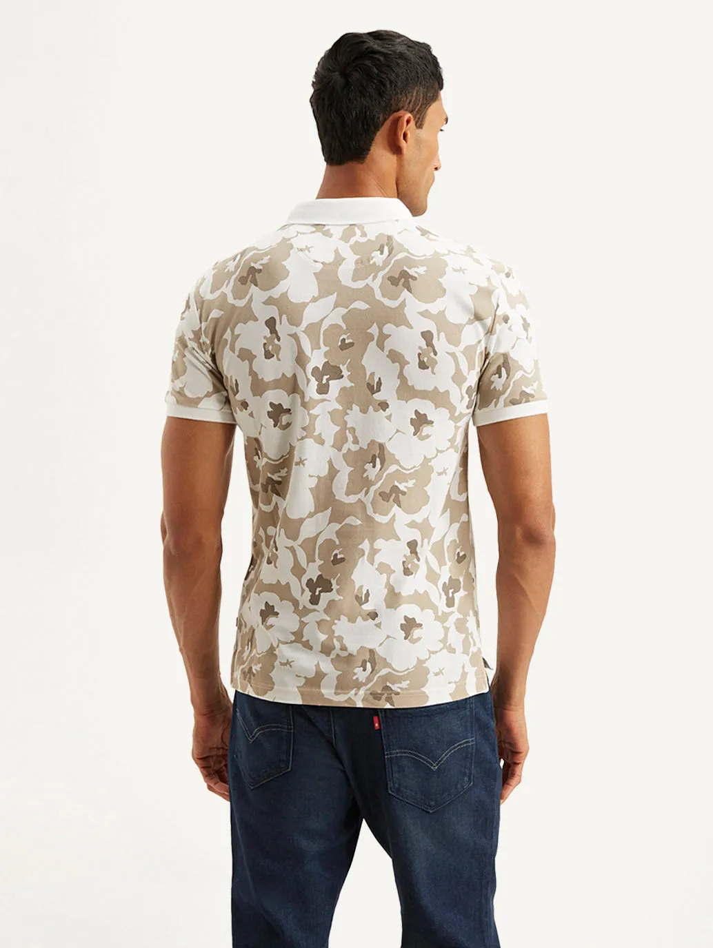 Men's Abstract Slim Fit Polo T-shirt EasyCare Textile Garment Washed Finish