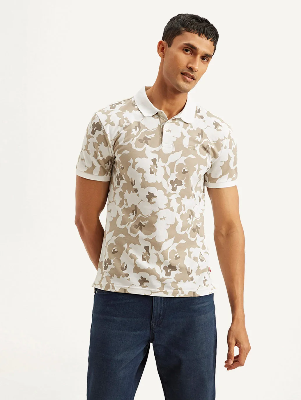 Men's Abstract Slim Fit Polo T-shirt Spring Summer
