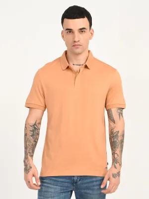 Men's Redloop Solid Peach Slim Fit Polo T-shirt Lounge Wear