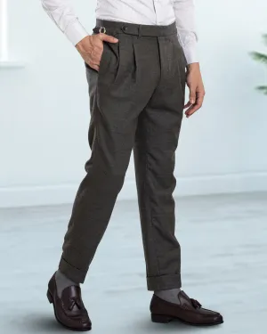 Dugdale Olive Grey Wool Flannel Dress Pant WindproofLayer Durable Seam Construction