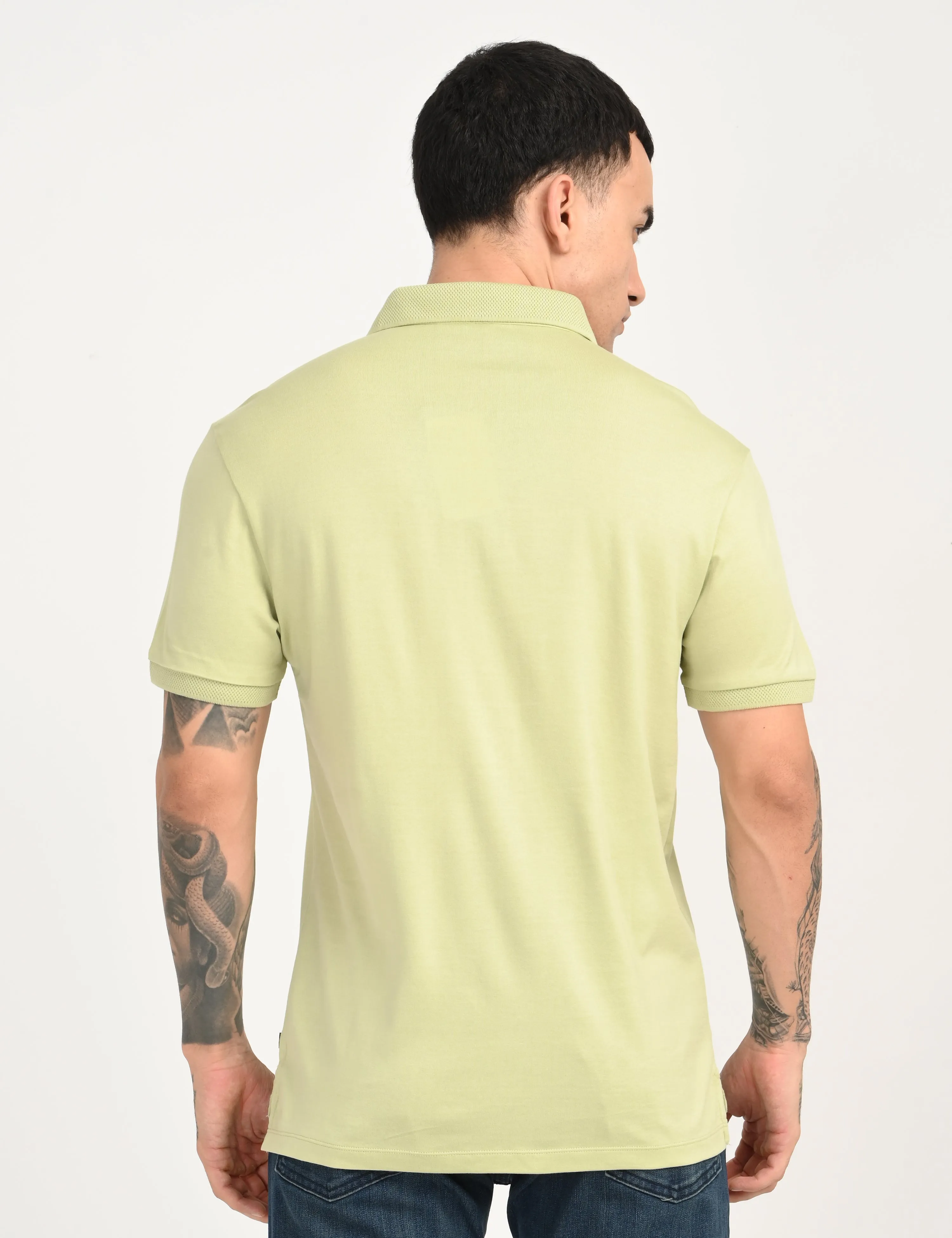 Men's Redloop Solid Light Green Slim Fit Polo T-shirt Golf Tournament