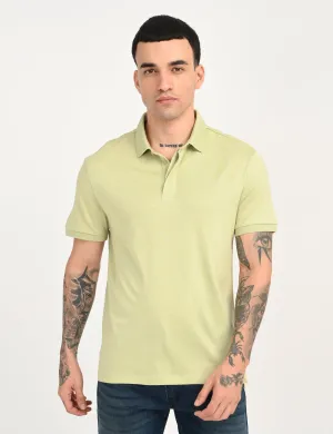 Tailored Comfort Men's Redloop Solid Light Green Slim Fit Polo T-shirt