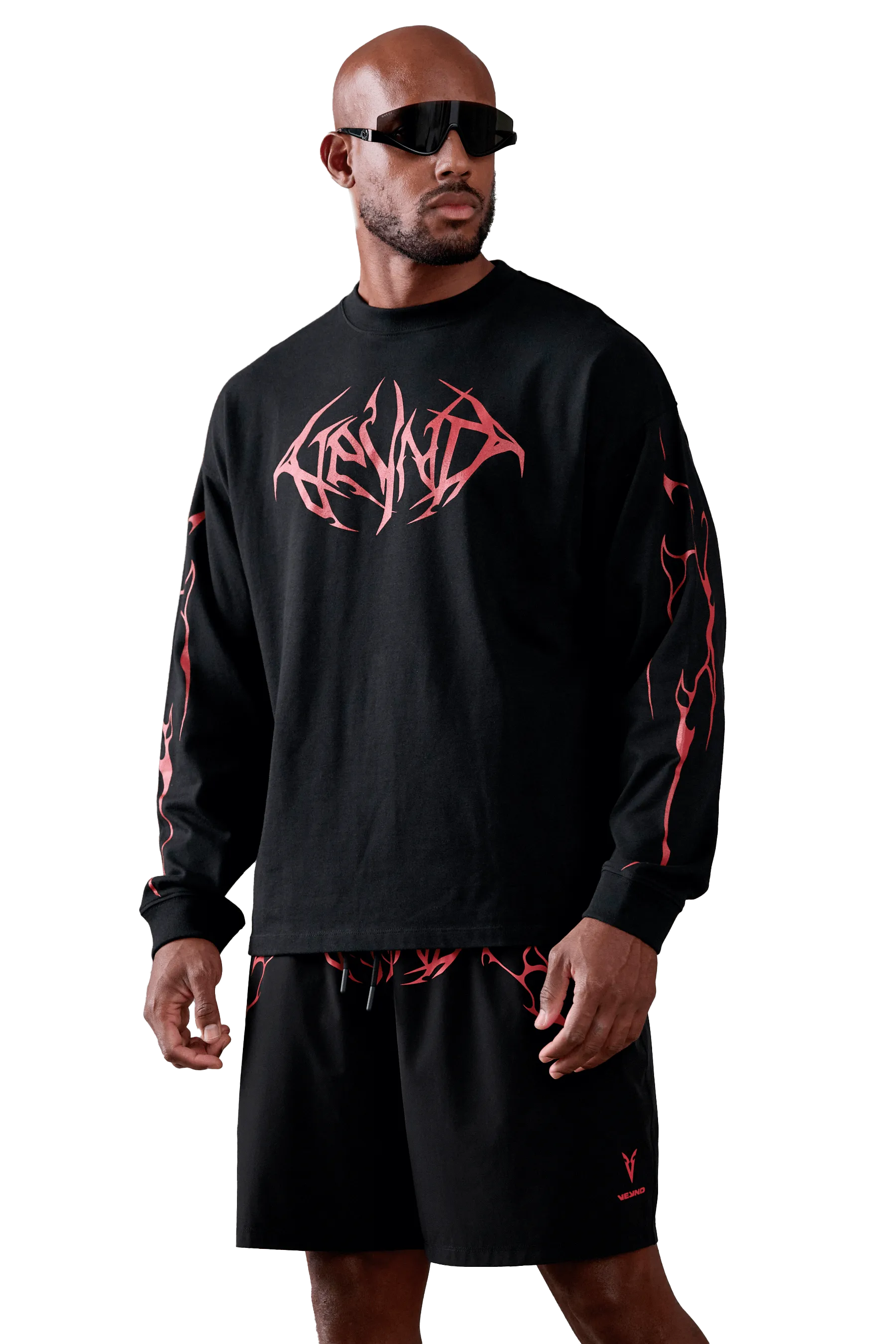 LONG SLEEVE T-SHIRT RED VEINS GRAPHIC - Black Wrinkle Free Material Supportive-Fit