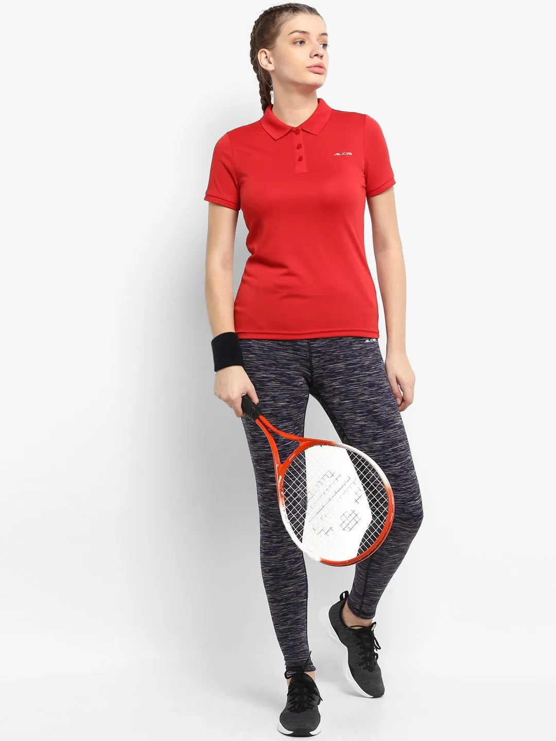 Versatile Wardrobe Alcis Women Red Solid Polo Collar T-shirt