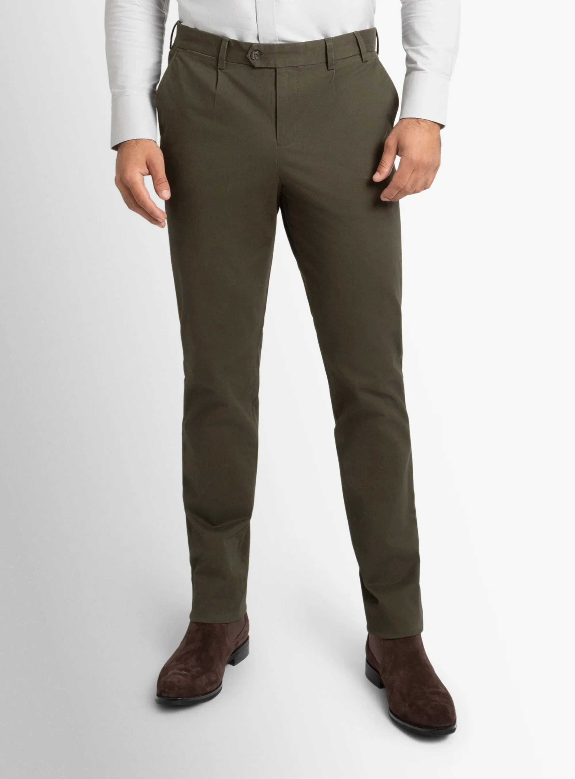 Carmine Olive Green Chino Pants Lightweight Construction