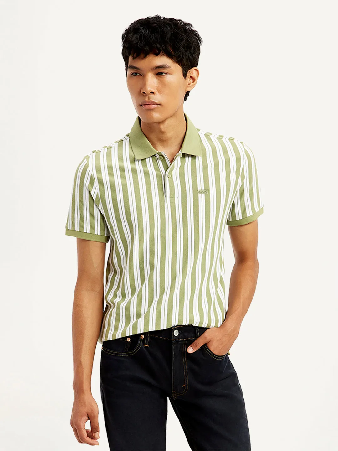 Men's Striped Slim Fit Polo T-Shirt HighDurability Yarn