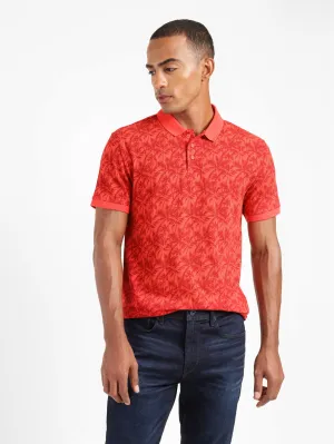 NonRestrictive Shoulder Design Men's Tropical Print Polo T-Shirt