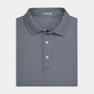 Golf Course Black Diamond Lattice Printed Performance Polo