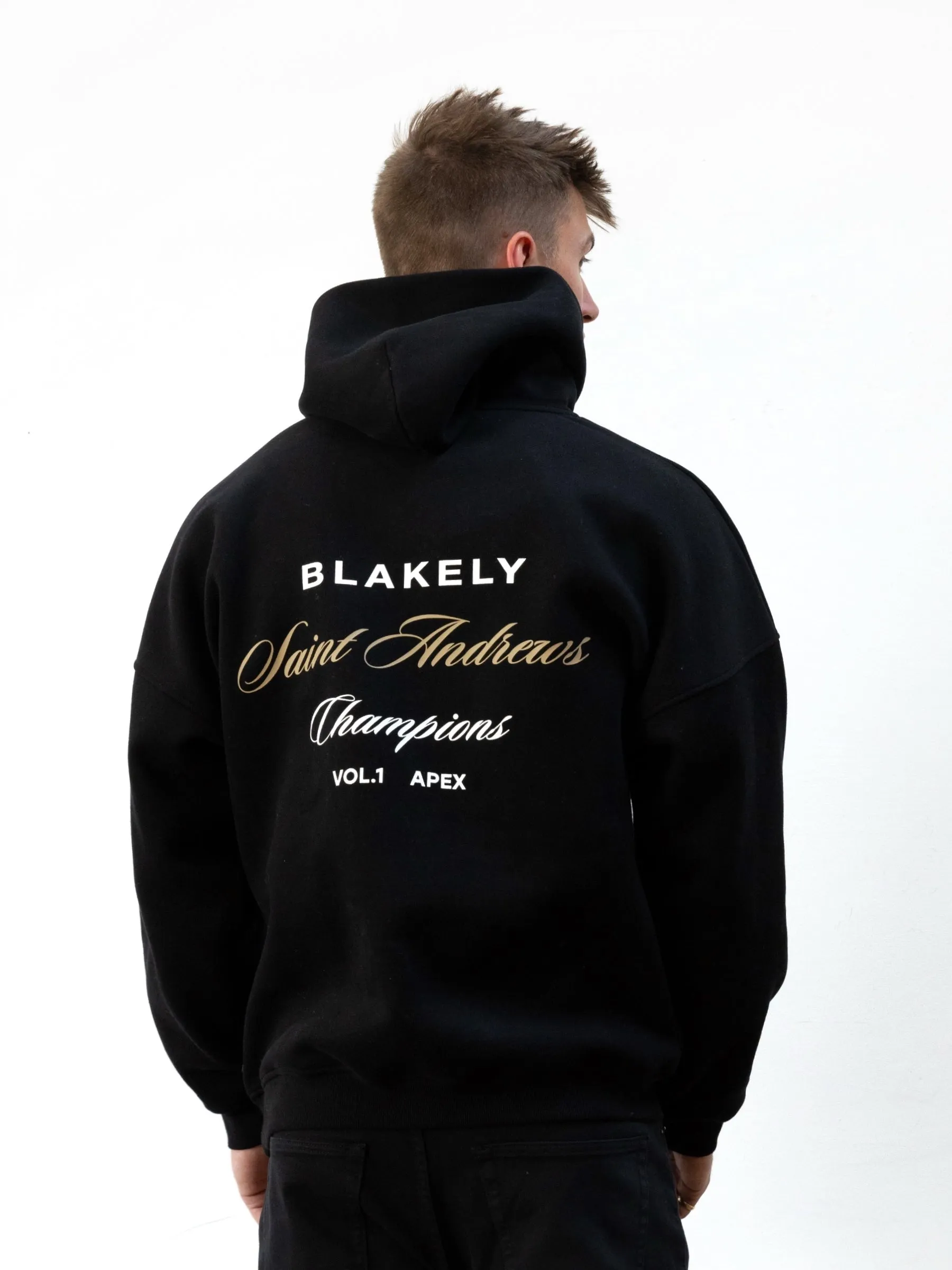 Champions Legacy Relaxed Hoodie - Black Quilted Panels Double Layered Hood