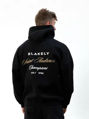 Champions Legacy Relaxed Hoodie - Black Quilted Panels Double Layered Hood
