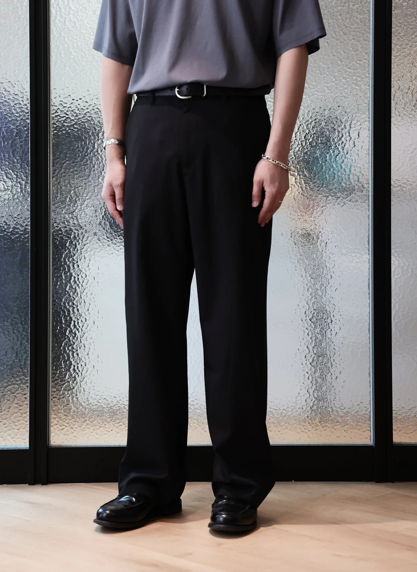 Polyester Wide Straight Pants slim fit