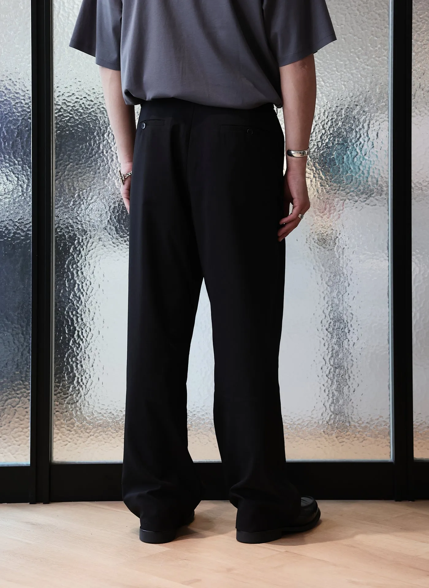 Polyester Wide Straight Pants WrinkleResistant