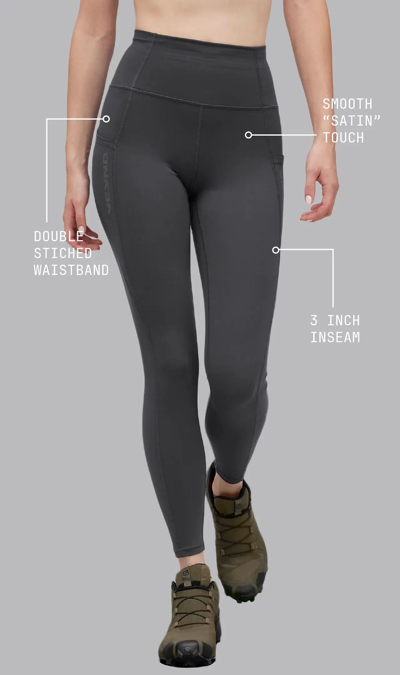 POCKET LEGGINGS - Dark Gray Evening Walk Travel Enthusiast