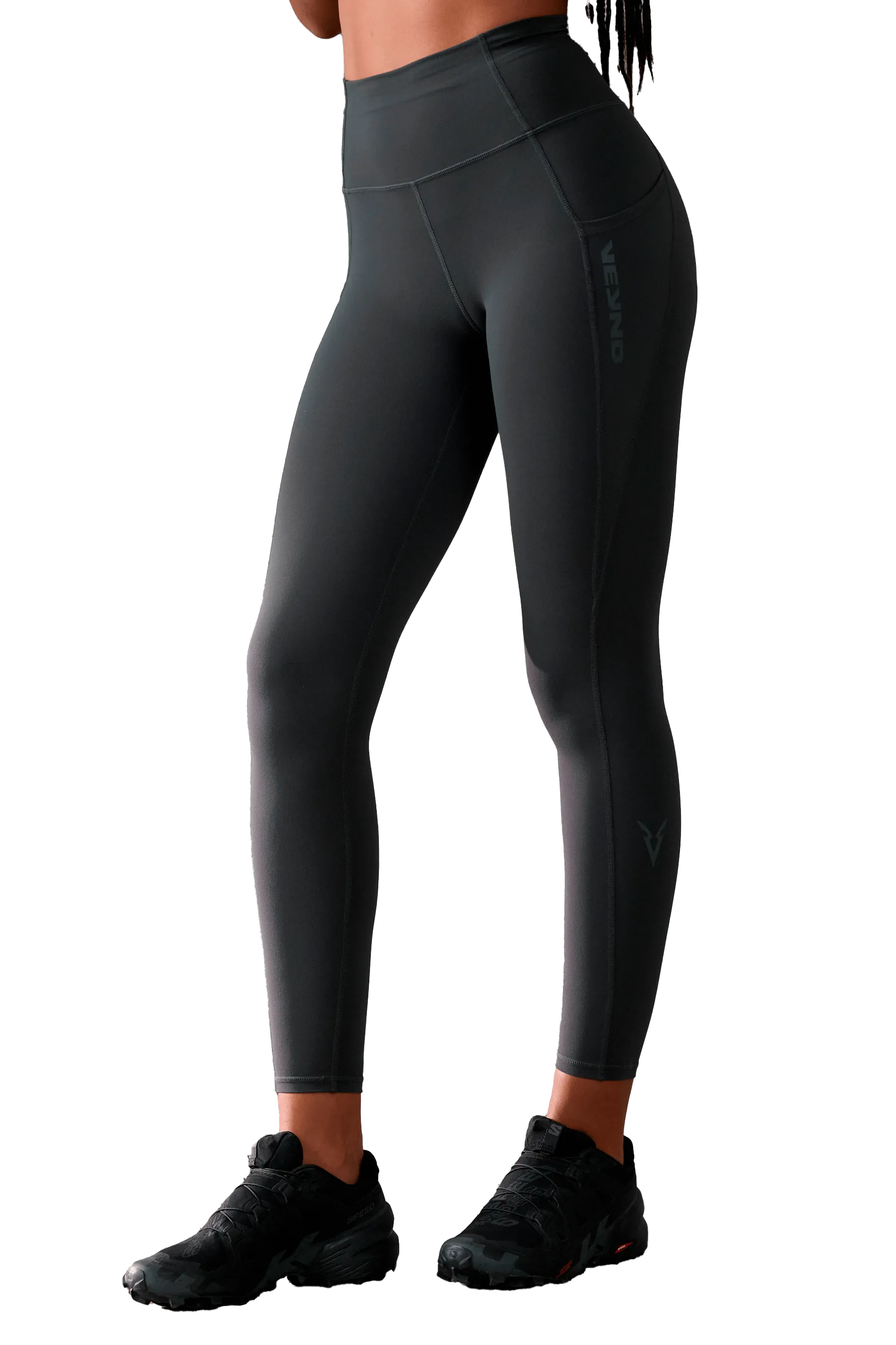 High Waisted Support Durable Stitch Fitness Lover POCKET LEGGINGS - Dark Gray