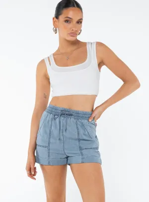 Milady Shorts Light Blue CompressionKnit WrinkleResistantFabric
