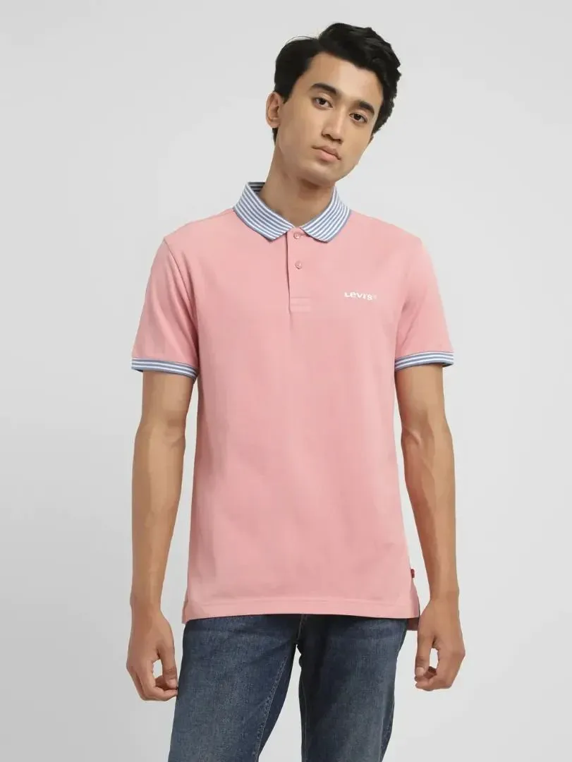Stretchable Fabric Men's Solid Slim Fit Polo T-shirt