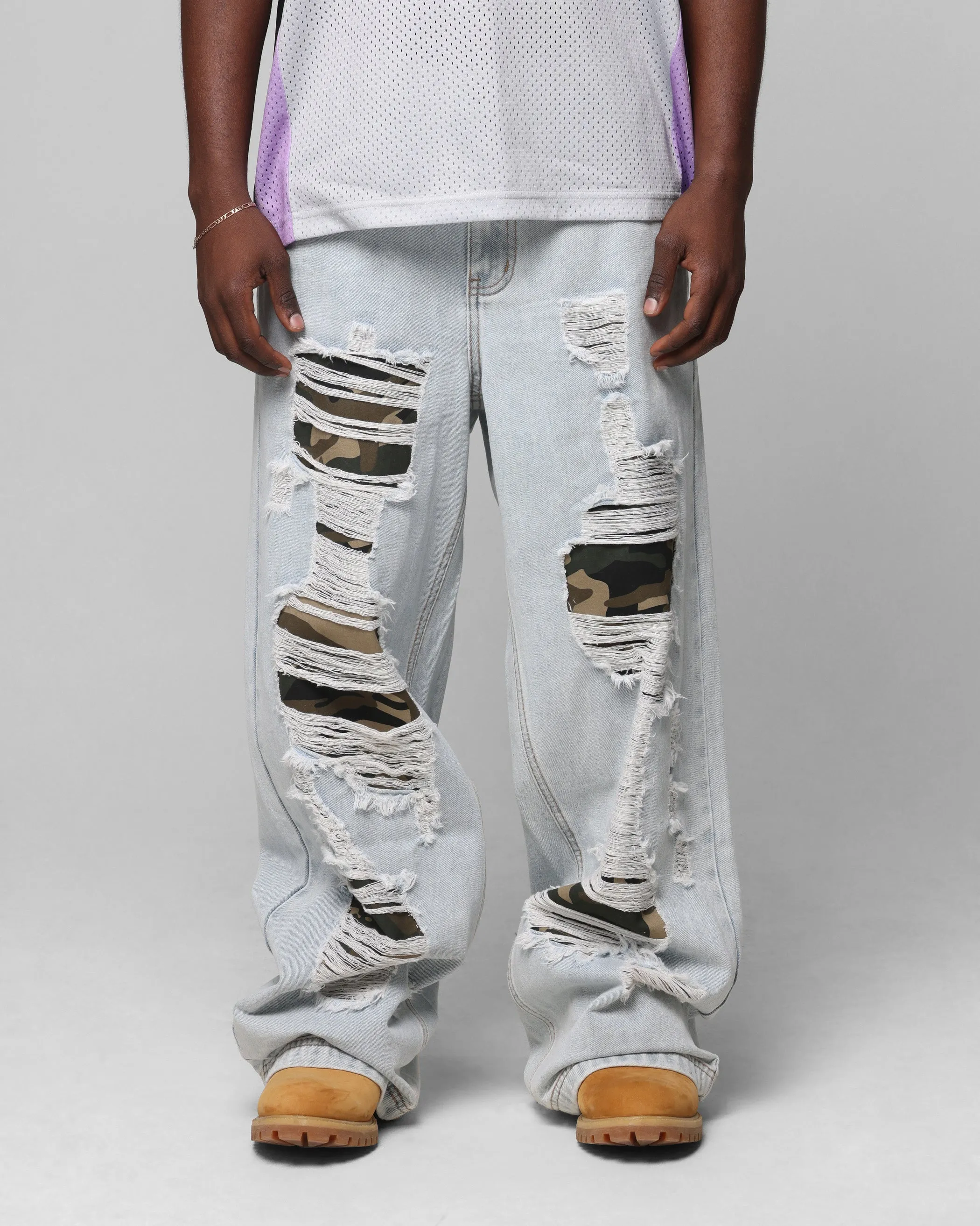 Loiter Collateral Distressed Jeans Denim Camo Trendy High Quality Low Impact Manufacturing