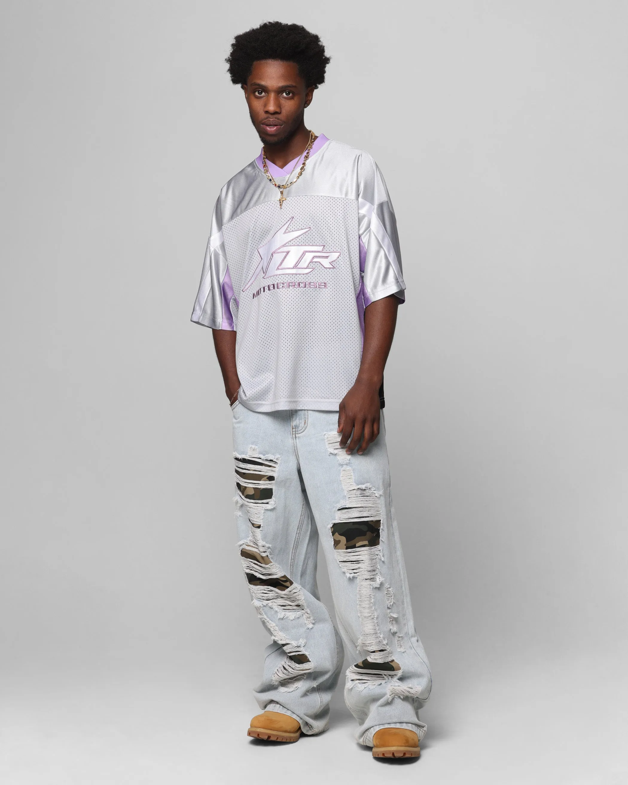 Loiter Collateral Distressed Jeans Denim Camo elastic waistband
