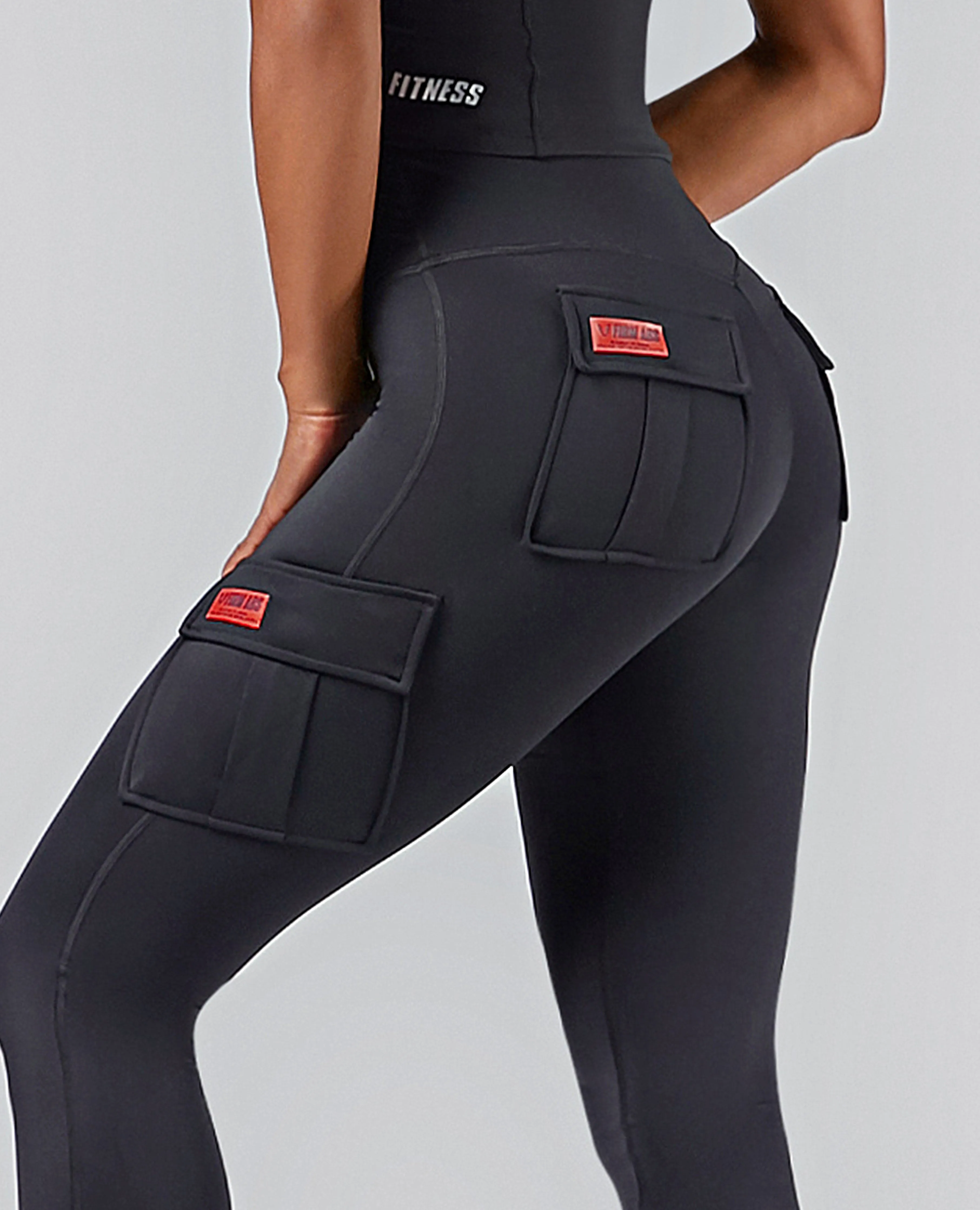 Solo Cargo Leggings - Black Hiking Trail Lightweight Material Plus Size Fade Resistant
