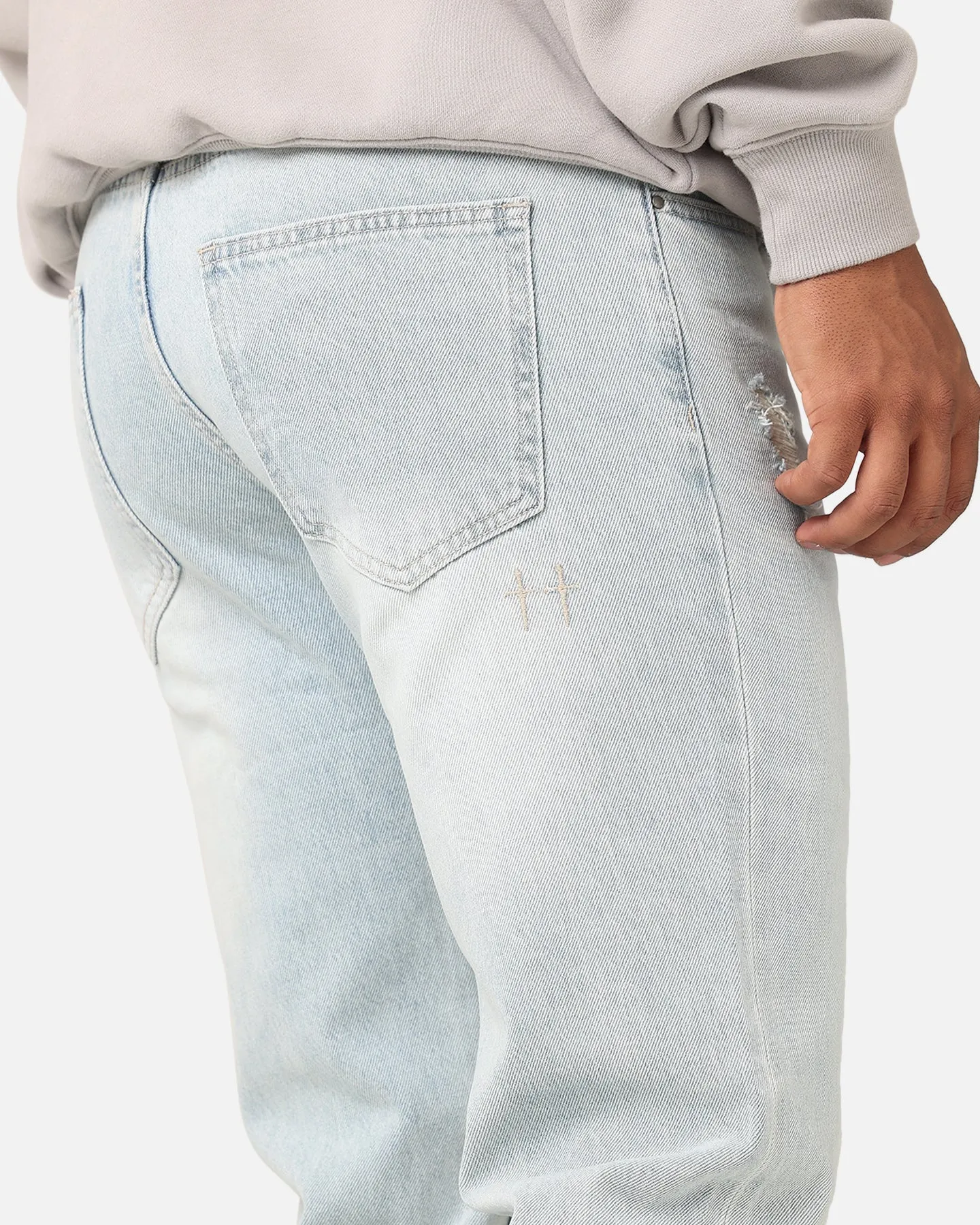 Great Base Streetwear Essential Saint Morta Psykhe Distressed Jeans Light Blue