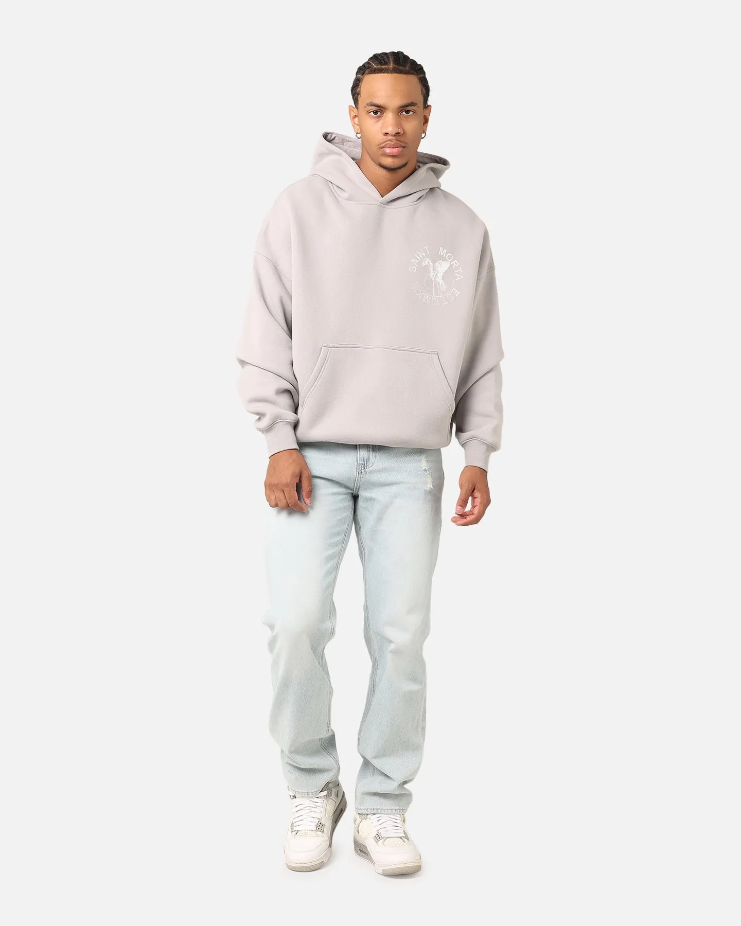 Softened Lining Relaxed Feel Saint Morta Psykhe Distressed Jeans Light Blue