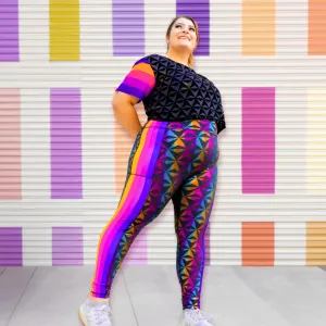 Mesh Panel City Walk Thermal Insulation Geodesic Night Leggings