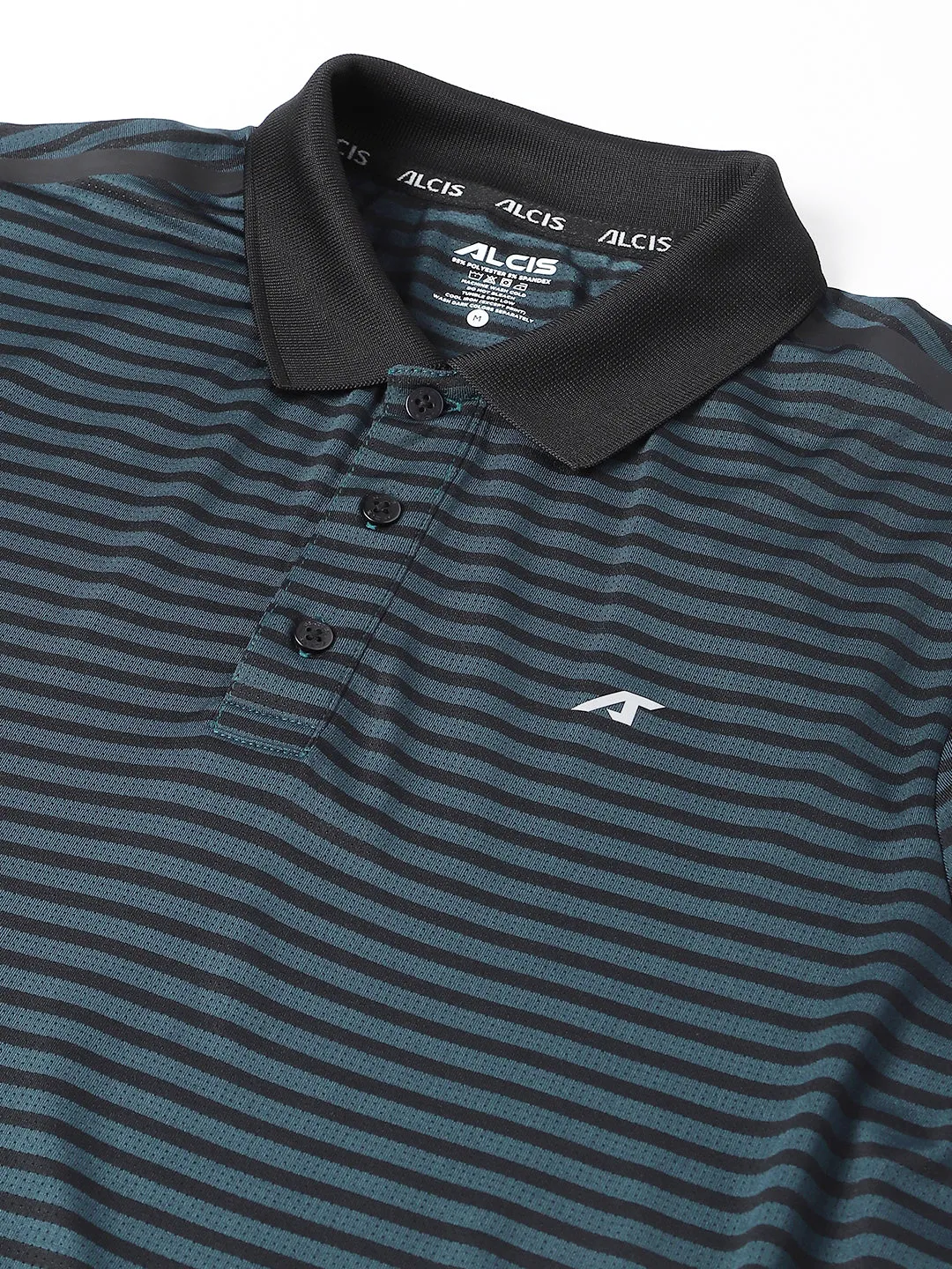 Weekend Escape Classic Comfort Alcis Men Blue Ashes Anti-Static Stretch-X Slim-Fit Running Polo T-Shirt