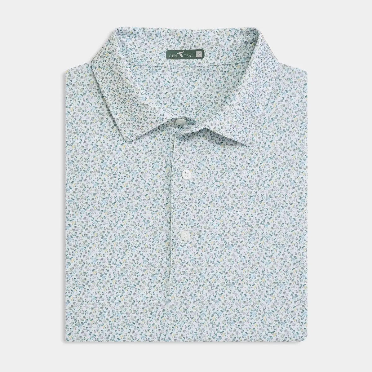 Sweatered Stag Printed Performance Polo Contrast Trim Detail Tapered Armhole Design