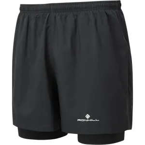 Ronhill Core Twin 2 In 1 Mens Running Shorts - Black Flexible Gusset Design slim fit