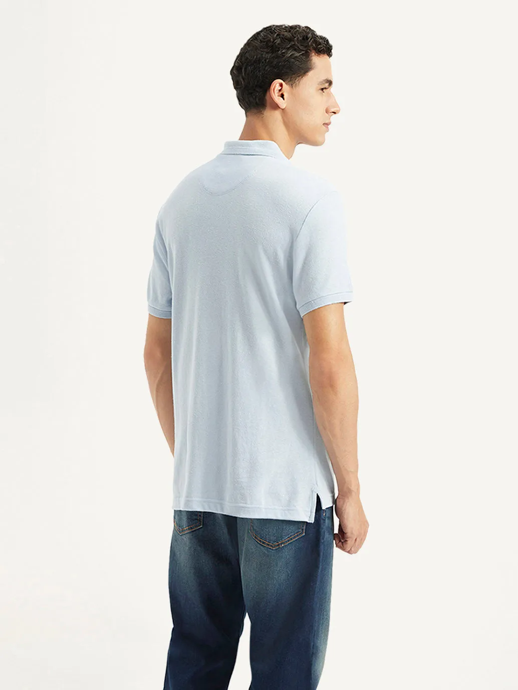 Sun Protection UPF 50 Comfortable Stretch Men's Solid Slim Fit Polo Linen T-shirt