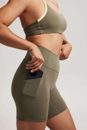 runners Pocket Shorts (Biker 6") in Avocado