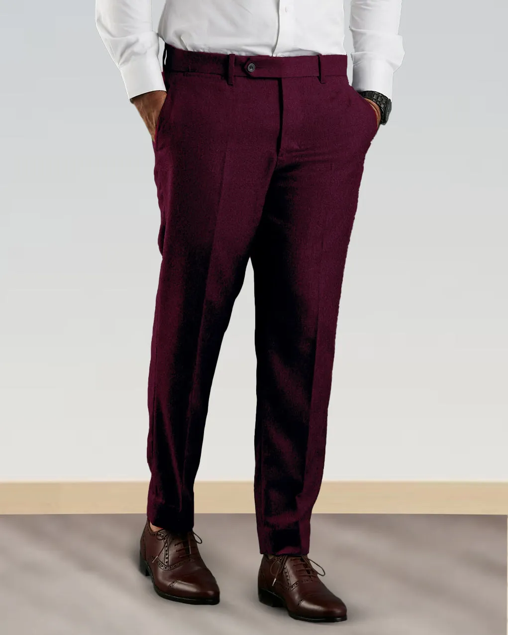 Dugdale Maroon Wool Flannel Dress Pant Double Stitched Seasonal Wear