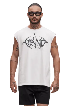 Multi Directional Support SLEEVELESS T-SHIRT BLACK VEINS GRAPHIC  - Optic White Sand Resistant Fabric