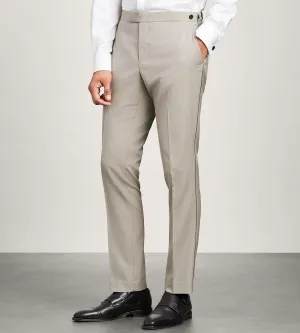 Flattering Fit Wear Premium Quality Slim Fit Tan Solid Tuxedo Pants