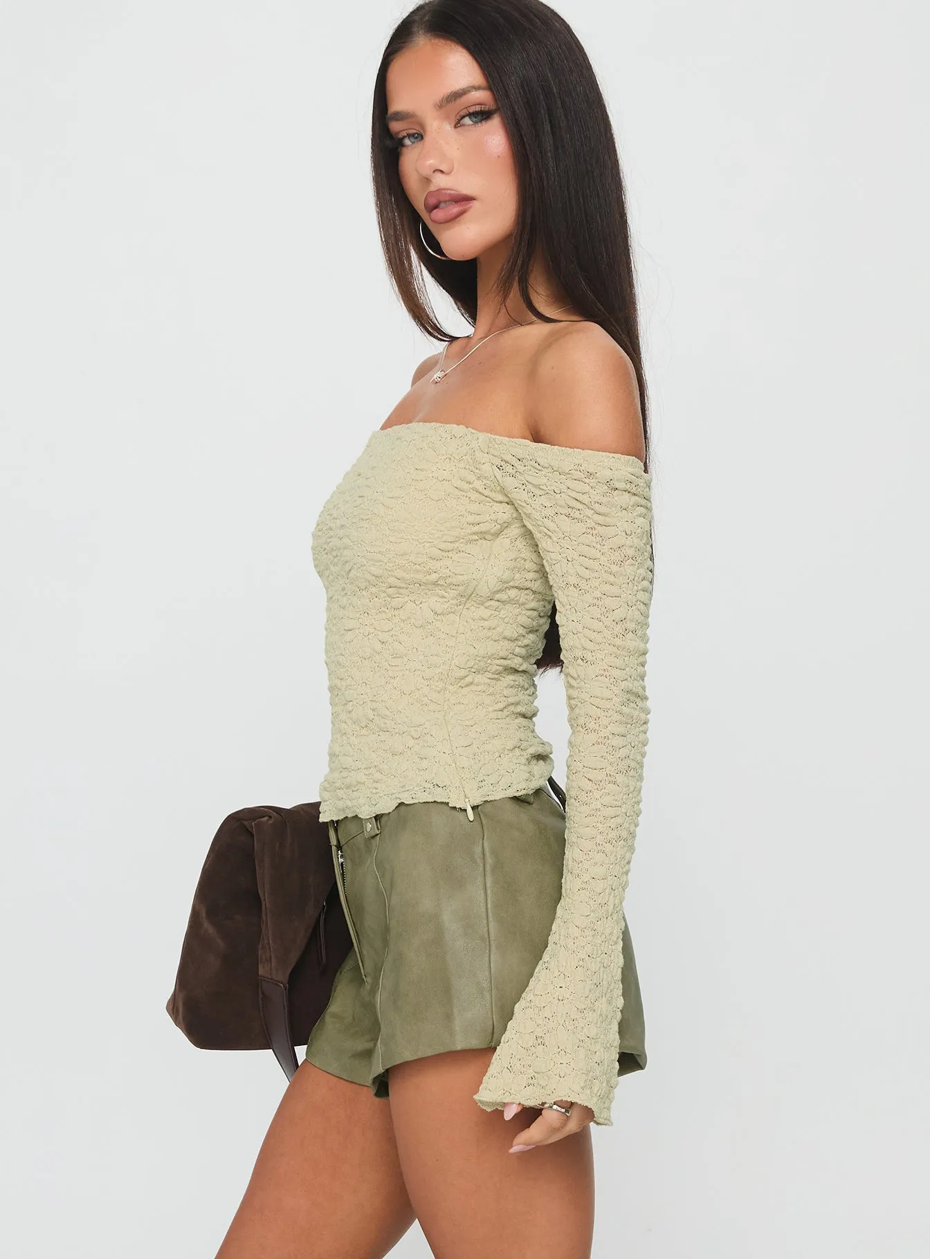 Collapsible Hood Kenickie Stud Micro Shorts Khaki
