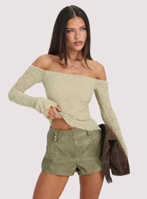 Kenickie Stud Micro Shorts Khaki FlexibleElasticity Senior Ease