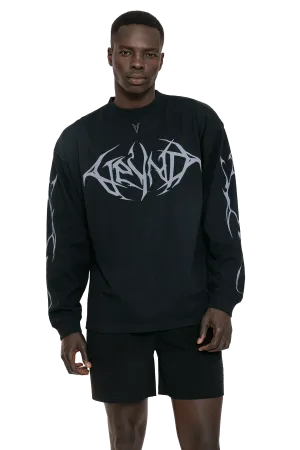LONG SLEEVE T-SHIRT GRAY VEINS GRAPHIC - Black Tagless Design Party-Ready