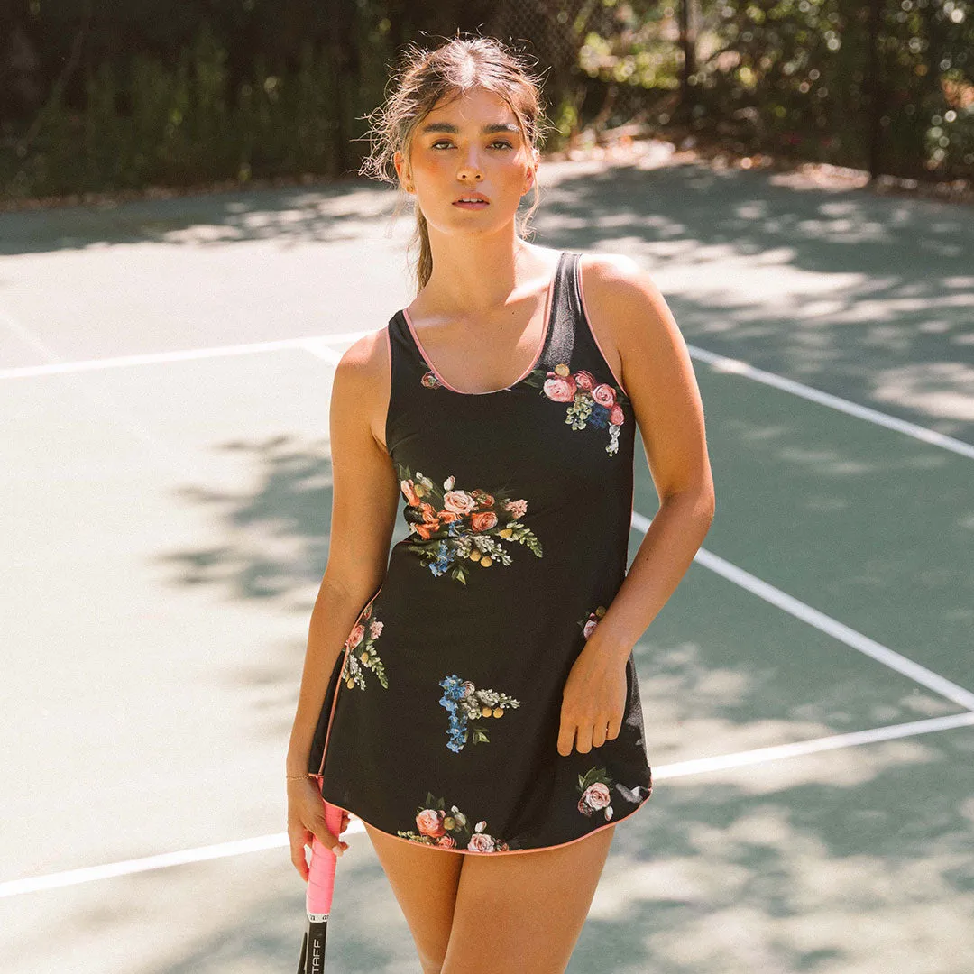Tennis Dress, Rose Black Art Glow Wave Core