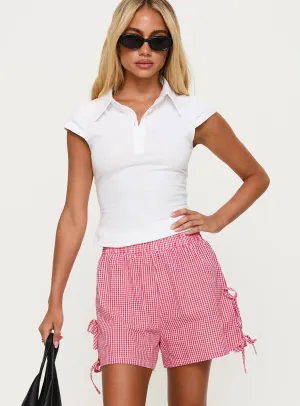 Mailee Bow Tie Shorts Red Check Snow Ready FlexibleWaistband