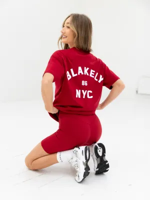 Airflow Mesh Panels NYC Oversized T-Shirt - Cherry Red