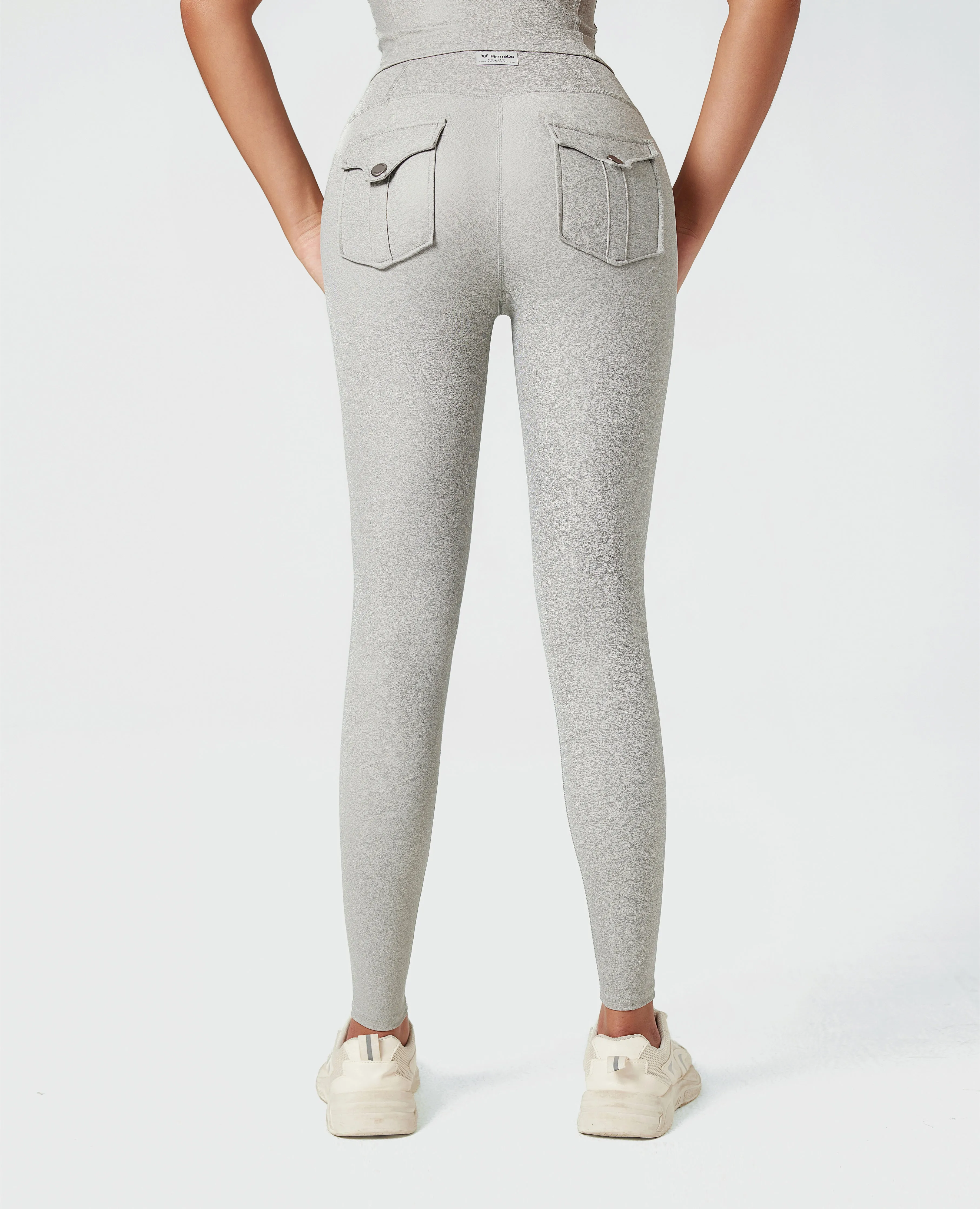 Breathable & Sculpting Faux Leather Pocket Leggings ?C Grey Breathable Fabric Hiking Trail Breathable fabric