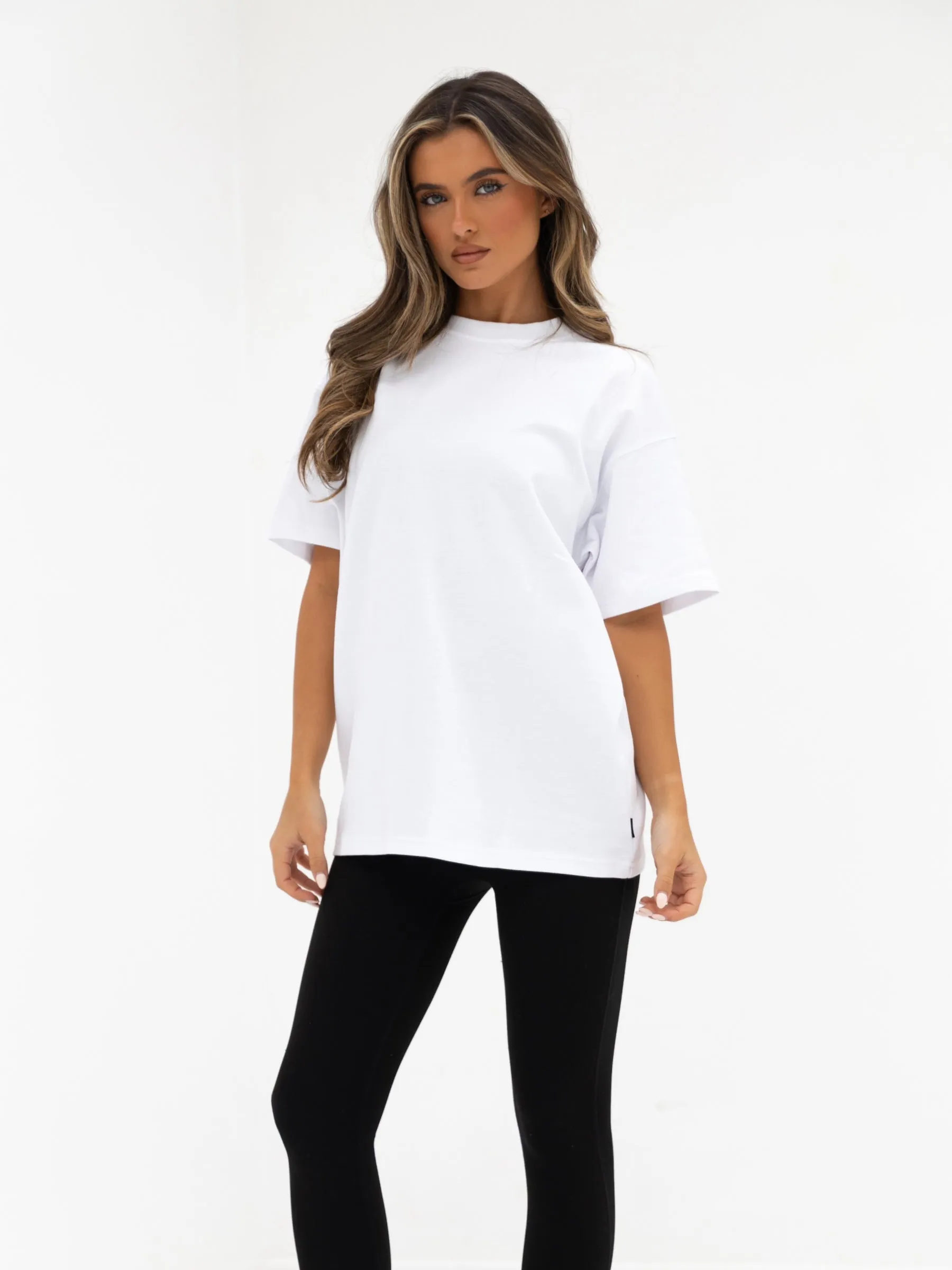 Customizable Comfort Apparel Isabel Oversized T-Shirt - White & Peach Pink