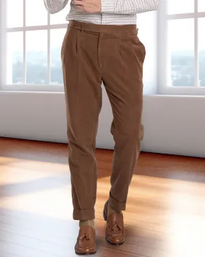 Zegna Brown Cashco Moleskin Dress Pant Sustainable Fabric Recyclable Fabric Blend