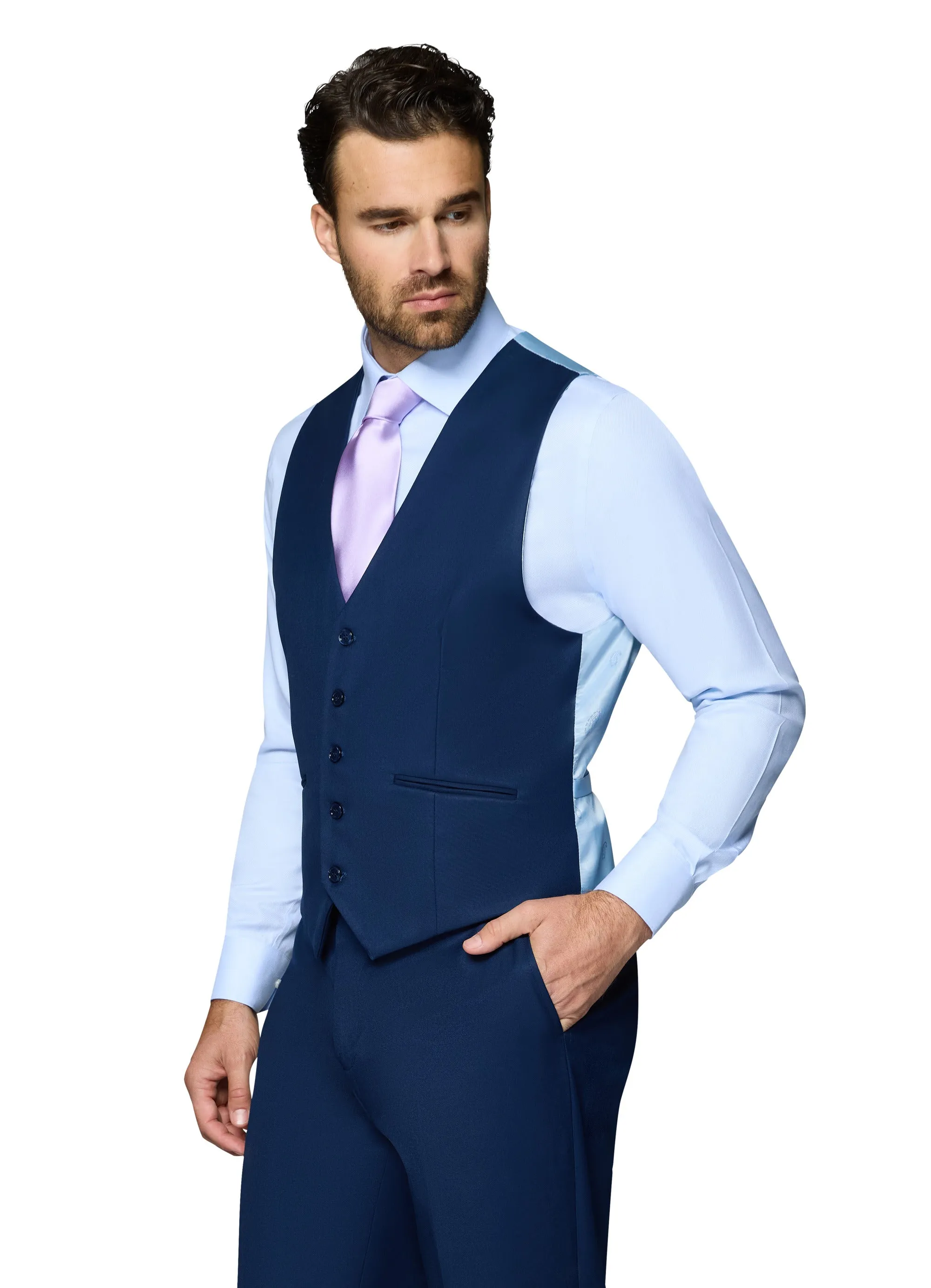 Casual Chic Look Comfort Stretch Bergamo Orange Solid Slim Fit Pants - New Blue
