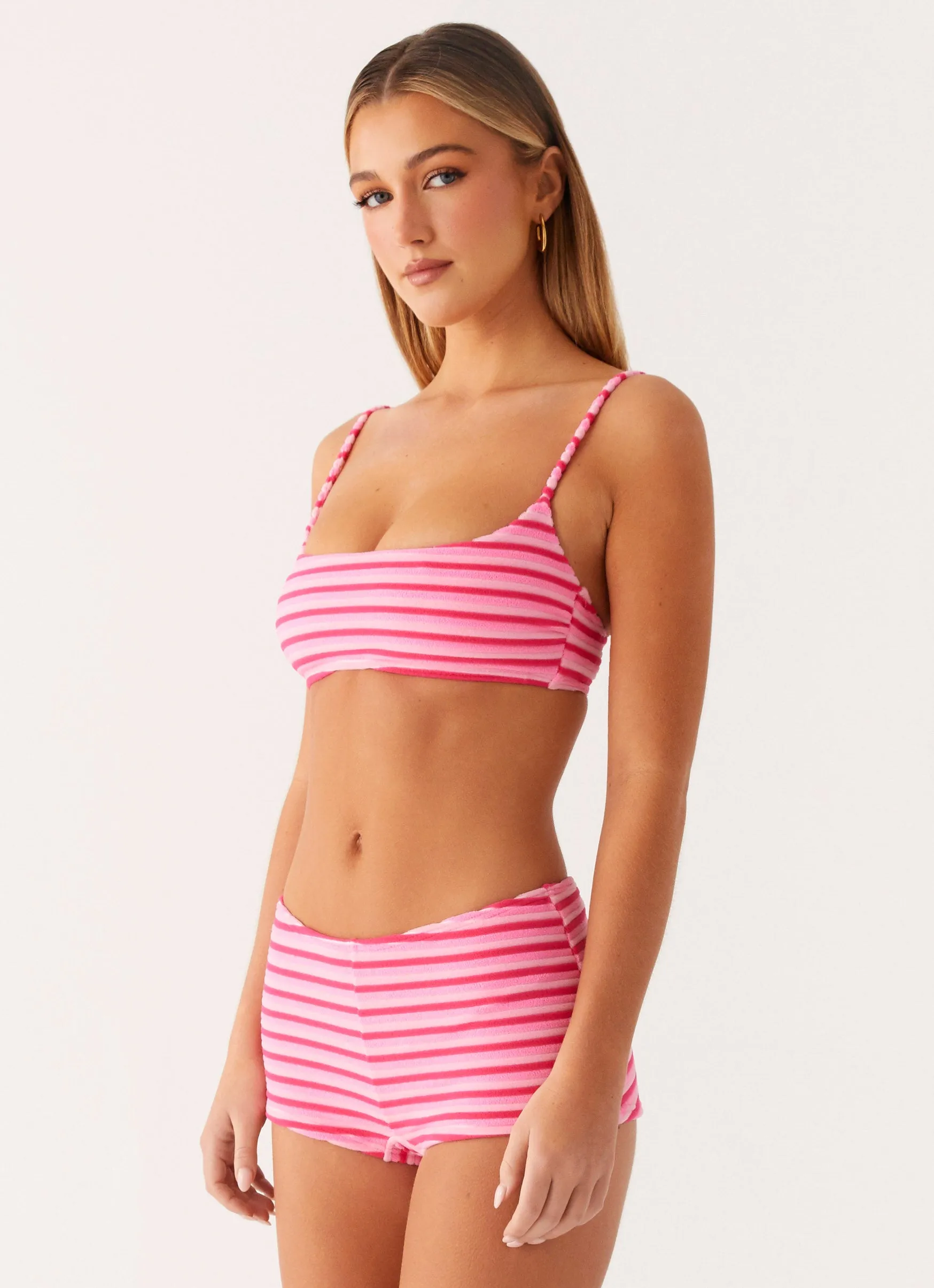 Sun Protective Weave Non Abrasive Zipper Mauritius Swim Short - Pink Stripe