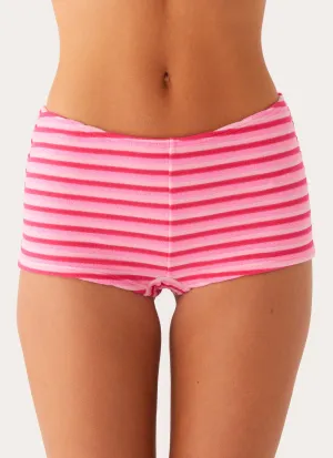 Vacation Style Quick Release Buckle System Mauritius Swim Short - Pink Stripe